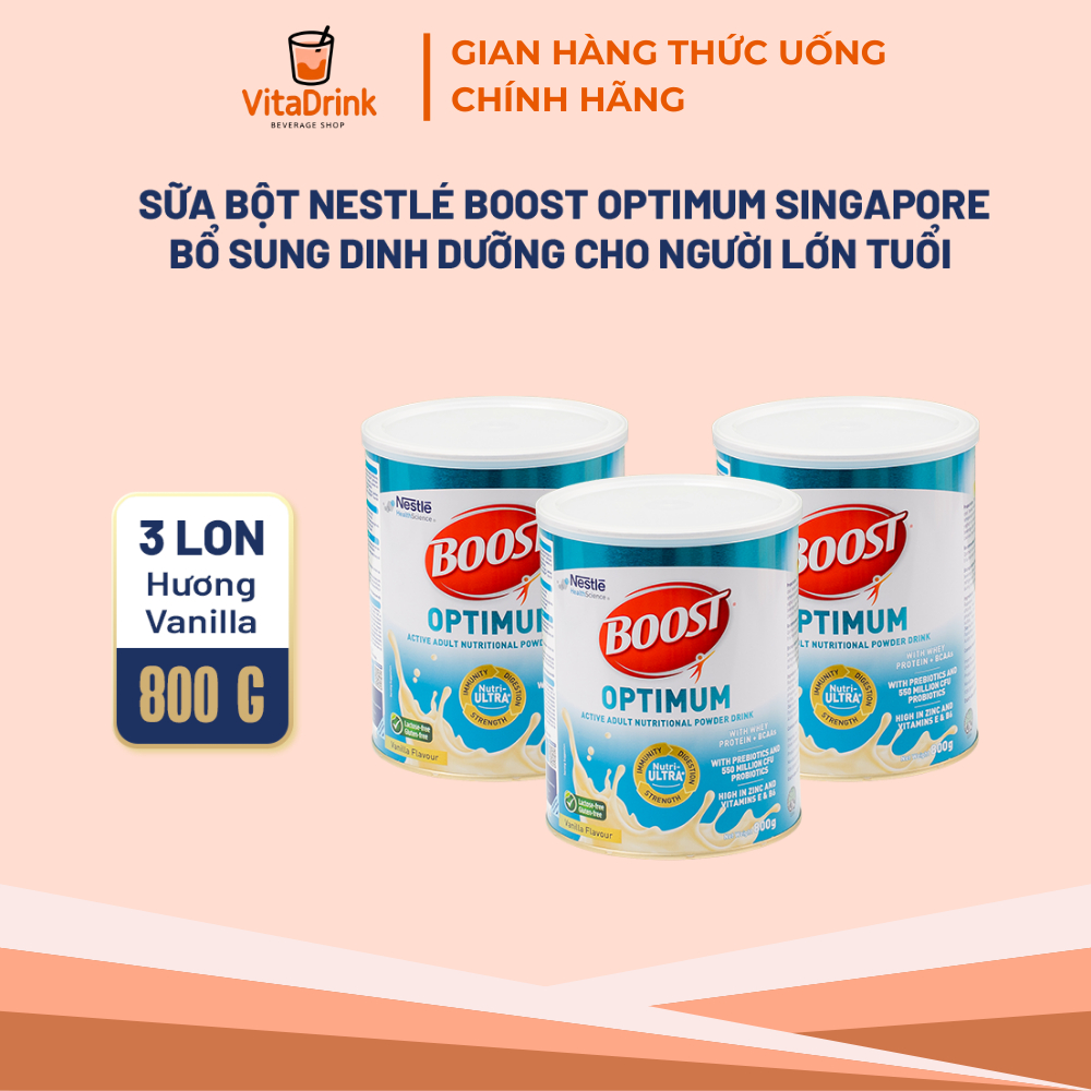 Combo 3 Sữa Bột NESTLÉ BOOST OPTIMUM Singapore Bổ Sung Dinh Dưỡng Cho Người Lớn Tuổi - Lon 800G