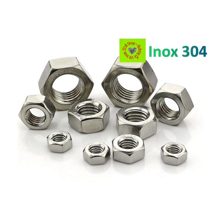 Đai ốc lục giác inox, DIN 934 size M8-M18, ecu inox