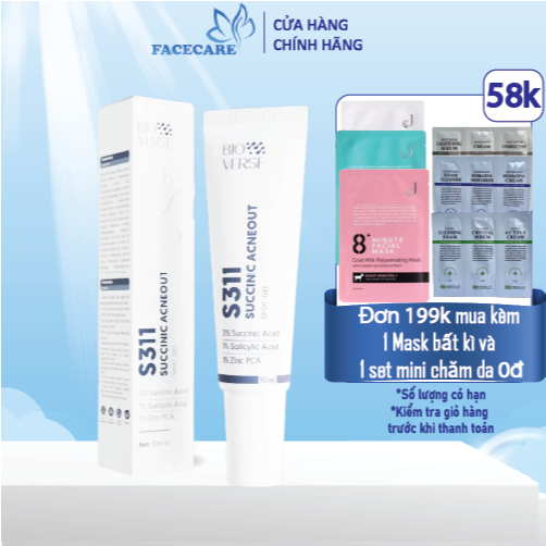 Bioverse S311 Gel Chấm Mụn 3% Succinic acid + 1% Salicylic Acid Succinic Acneout 10ml