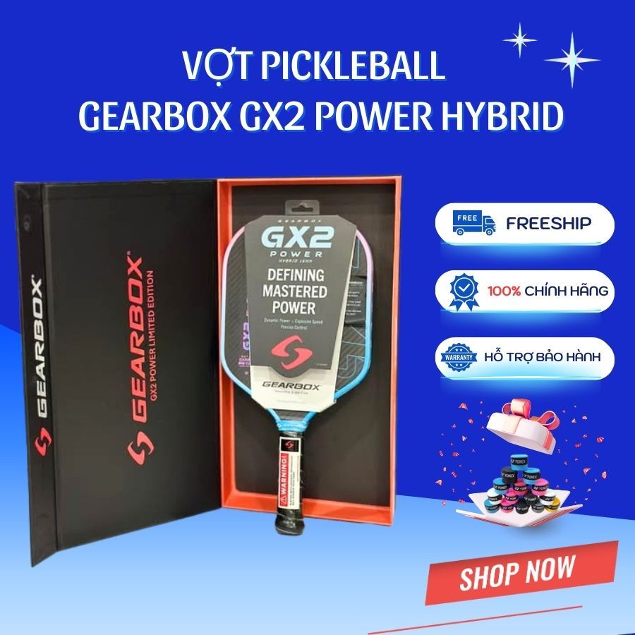 [CHÍNH HÃNG]Vợt Pickleball Gearbox GX2 Power Hybrid Limited Edition | CarbonRibCore™ | Spin & Power 