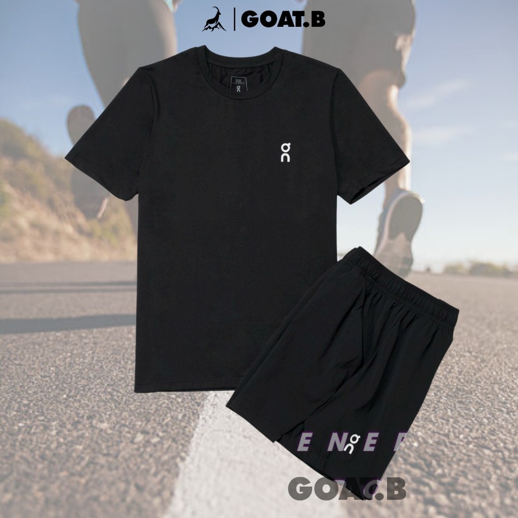 Bộ Quần Áo Thể Thao Cộc Tay Thoáng Mát ON Court - Full Đen