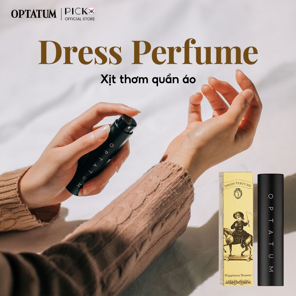Xịt thơm quần áo hương nước hoa OPTATUM Dress Perfume 8ml lưu hương 6-8 giờ