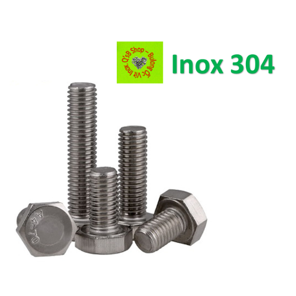 Bulong lục giác ngoài ren suốt size 4, ốc inox , bulong inox, inox 304