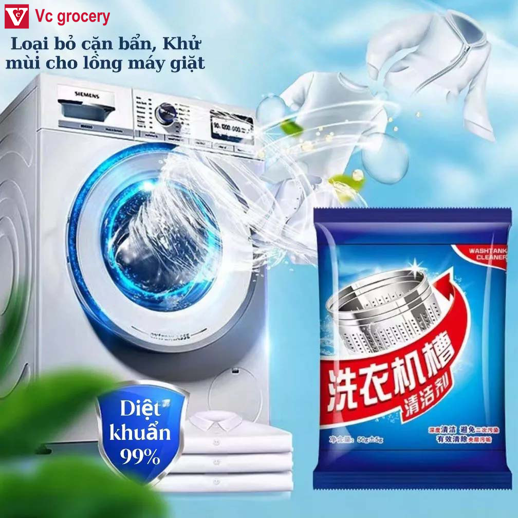 [Set 20 Gói] Bột Tẩy Vệ Sinh Lồng Máy Giặt Diệt Khuẩn, Tẩy Cặn Bẩn, Khử Mùi Cho Máy Giặt Cửa Trước & Cửa Trên