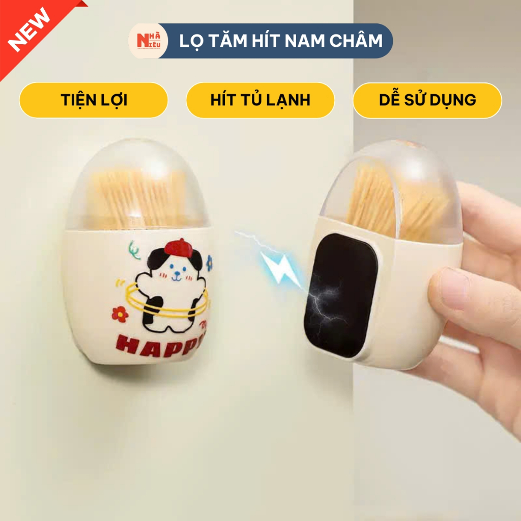 Hũ Đựng Tăm Nam Châm Nhà Niêu Hộp Tăm Xỉa Dính Hít Răng Tiện Lợi NA130