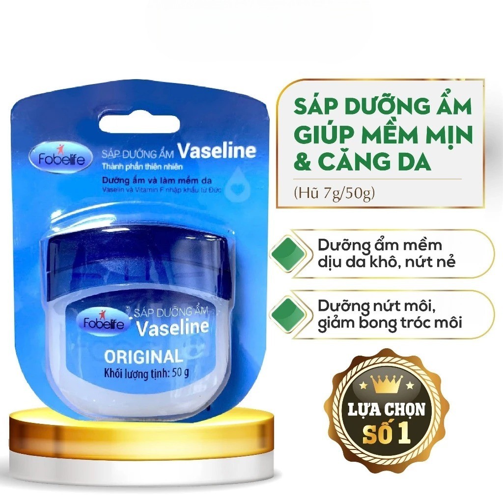 [Top Value] Sáp dưỡng ẩm Vaseline Original Fobelife làm da mềm mịn, môi căng mọng (Hũ 7g)