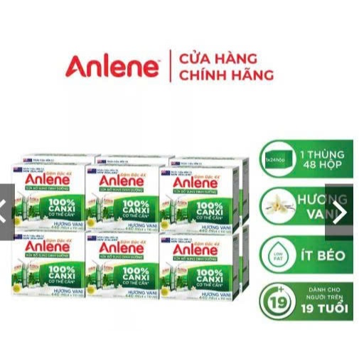 [MẪU MỚI 110ML] Thùng 48 hộp sữa bột pha sẵn Anlene 110ml - vani, sô (cam kết chính hãng)