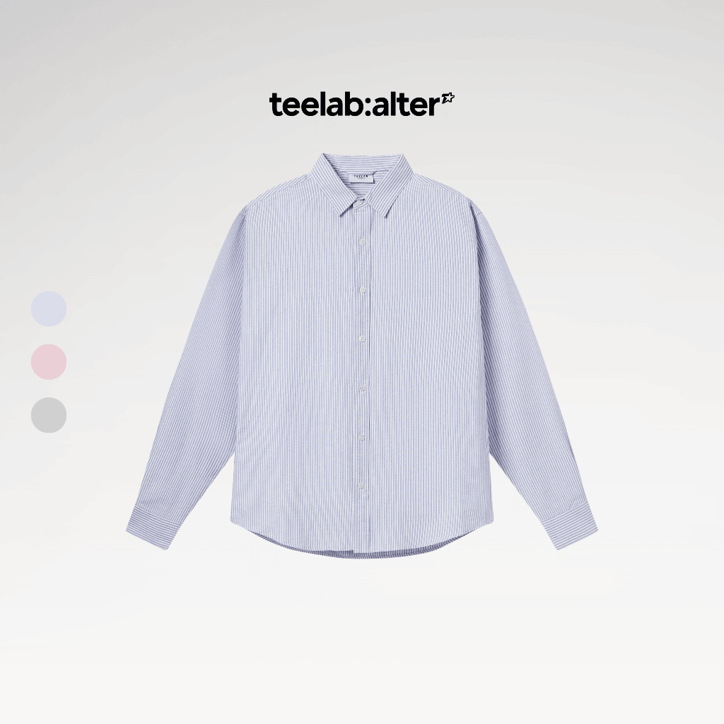 Áo Sơ Mi Tay Dài Kẻ Sọc Teelab Local Brand Vải Oxford Cao Cấp Oversize 3 Màu Xanh, Hồng, Xám