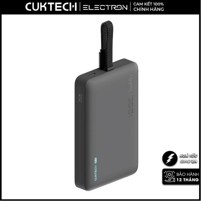 Sạc dự phòng không dây Cuktech 10.000mAh Hít từ tính + Tích hợp cáp Type C – WPB100L