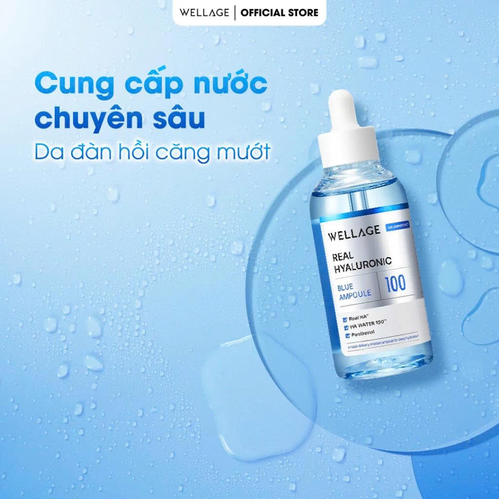 [LIVE] Tinh chất cấp ẩm sâu, phục hồi da, căng bóng mịn màng Wellage Real Hyaluronic Blue 100 Ampoul