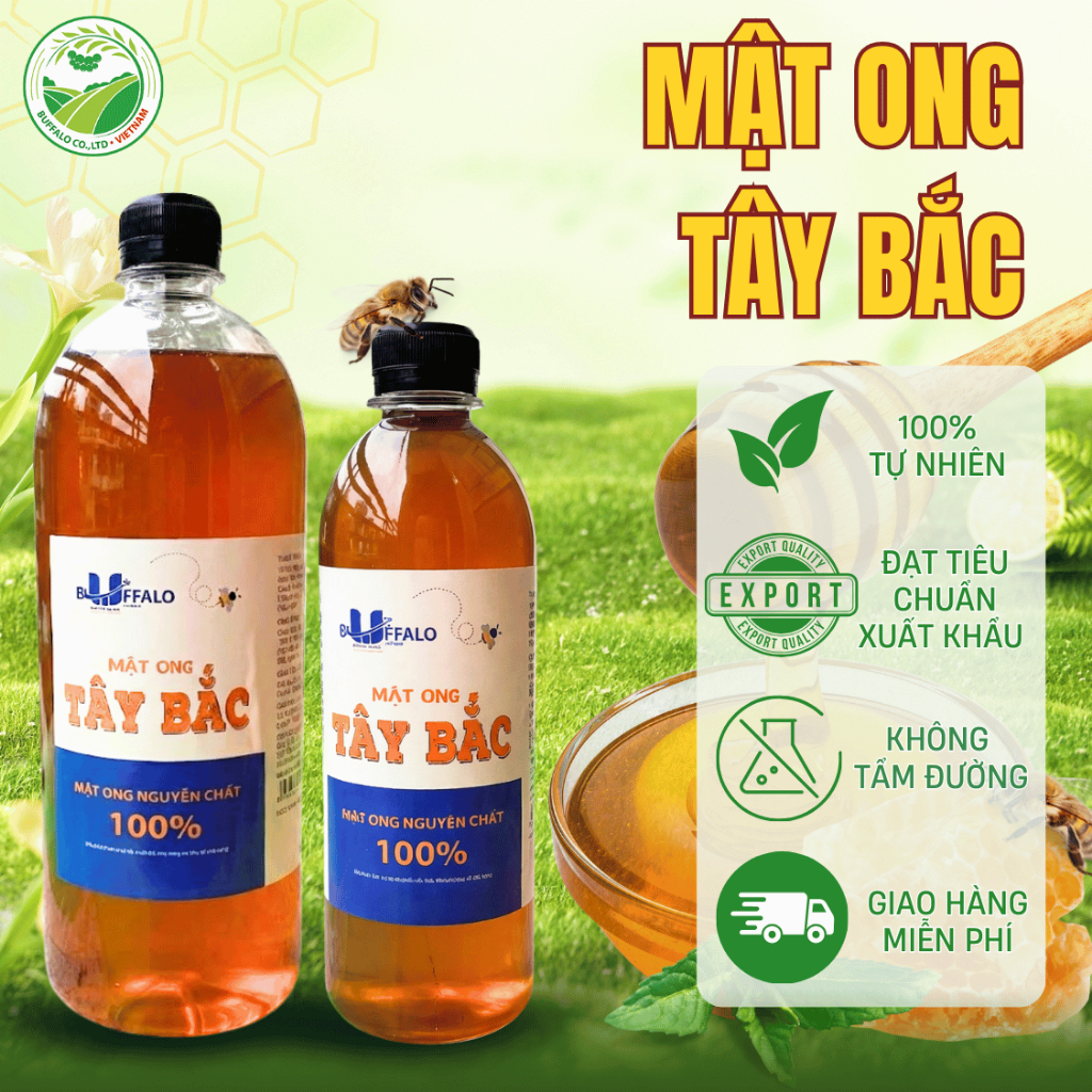 Mật Ong Tây Bắc Hoa Rừng Nguyên Chất 100% Tự Nhiên Đặc Sánh 1000ml Honey House