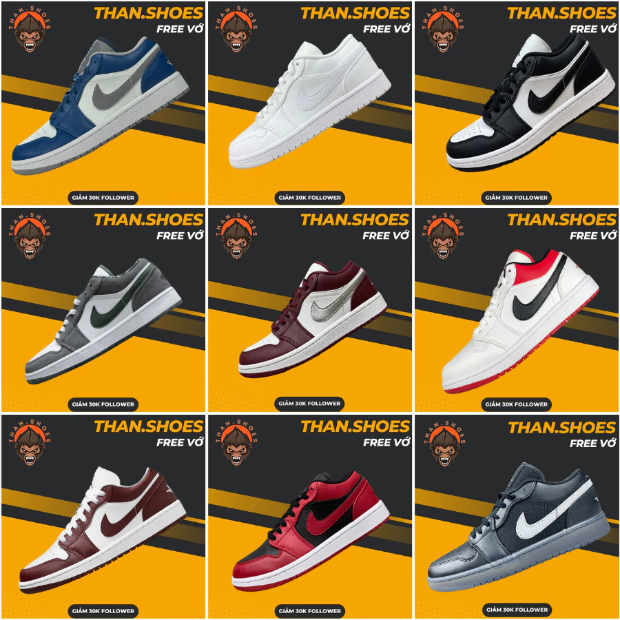 Giày Sneaker JD1 Low, JD1 Cổ Thấp Tổng Hợp Màu (3) - Than.Shoes