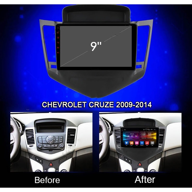Màn Hình Android 9 inch Cho Xe CRUZE 2010-2021 - Đầu Android 9inch Kèm Mặt Dưỡng Giắc Zin Canbus