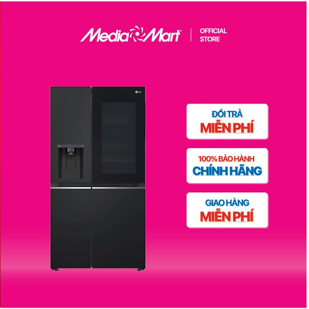 Miễn phí Ship - Tủ lạnh Side By Side LG Inverter 635 lít InstaView GR-G257BL Lấy đá ,lấy nước bên ng