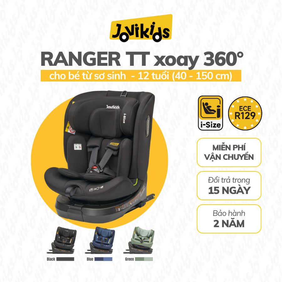 Jovikids Ranger TT - Ghế Ô Tô Cho Bé Xoay 360 - R129/i-Size + Isofix (cho bé cao 40 - 150 cm)