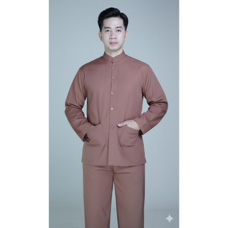 ĐỒ LAM ĐI CHÙA Mẫu LÃNH TỤ NAM CÚT NHỰA DÀNH CHO PHẬT TỬ