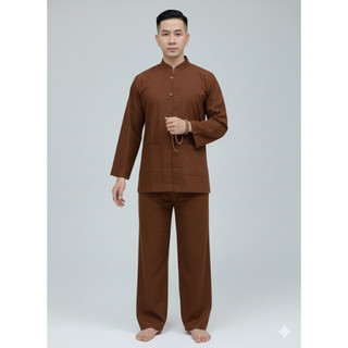 ĐỒ LAM ĐI CHÙA Mẫu LÃNH TỤ NAM CÚT NHỰA DÀNH CHO PHẬT TỬ