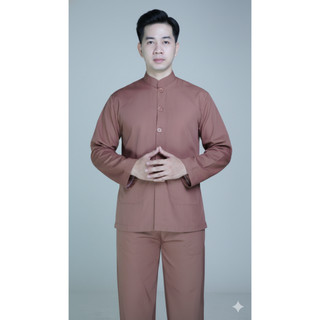 ĐỒ LAM ĐI CHÙA Mẫu LÃNH TỤ NAM CÚT NHỰA DÀNH CHO PHẬT TỬ