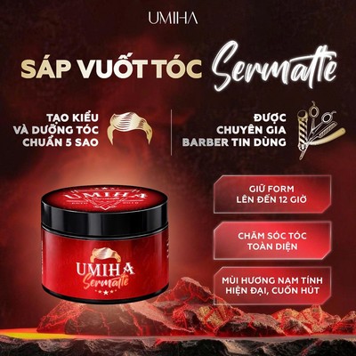 Sáp vuốt tóc UMIHA SERMATTE ( 65g) - Sáp dưỡng tóc tạo kiểu chuẩn Barber 5 sao, giữ nếp tự nhiên, dưỡng tóc khỏe mạnh