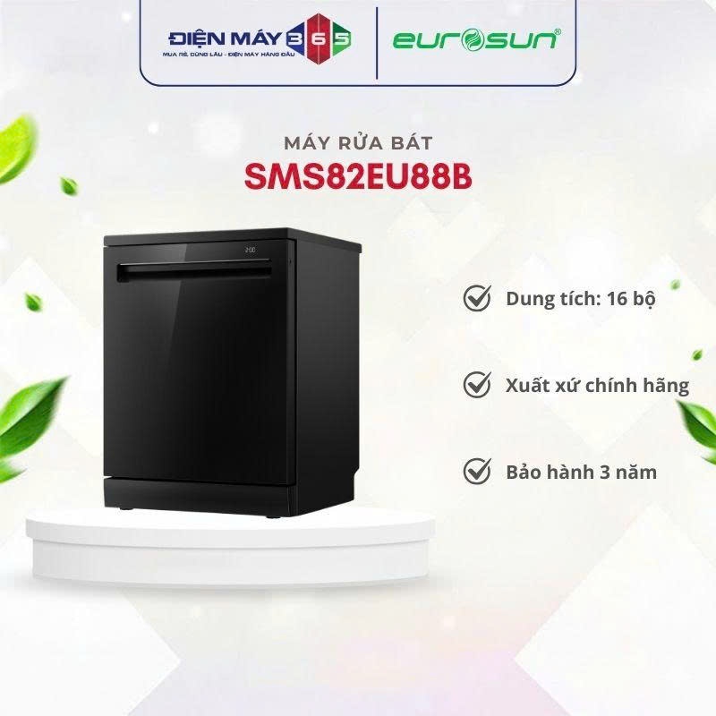 Máy Rửa Bát Eurosun SMS82EU88B - Rửa Nhanh, Khử Khuẩn Hiệu Quả
