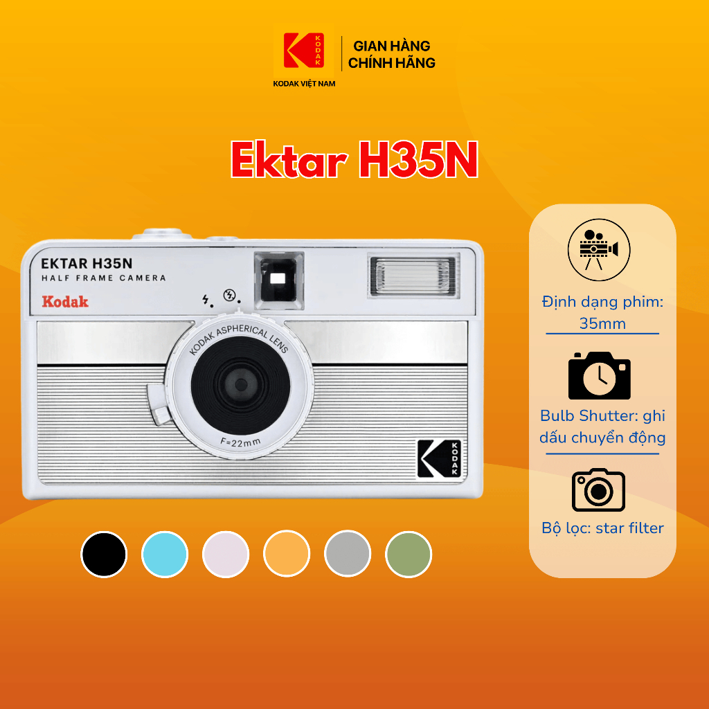 Máy Ảnh Film Half Frame Kodak Ektar H35N - Bảo Hành 12 Tháng