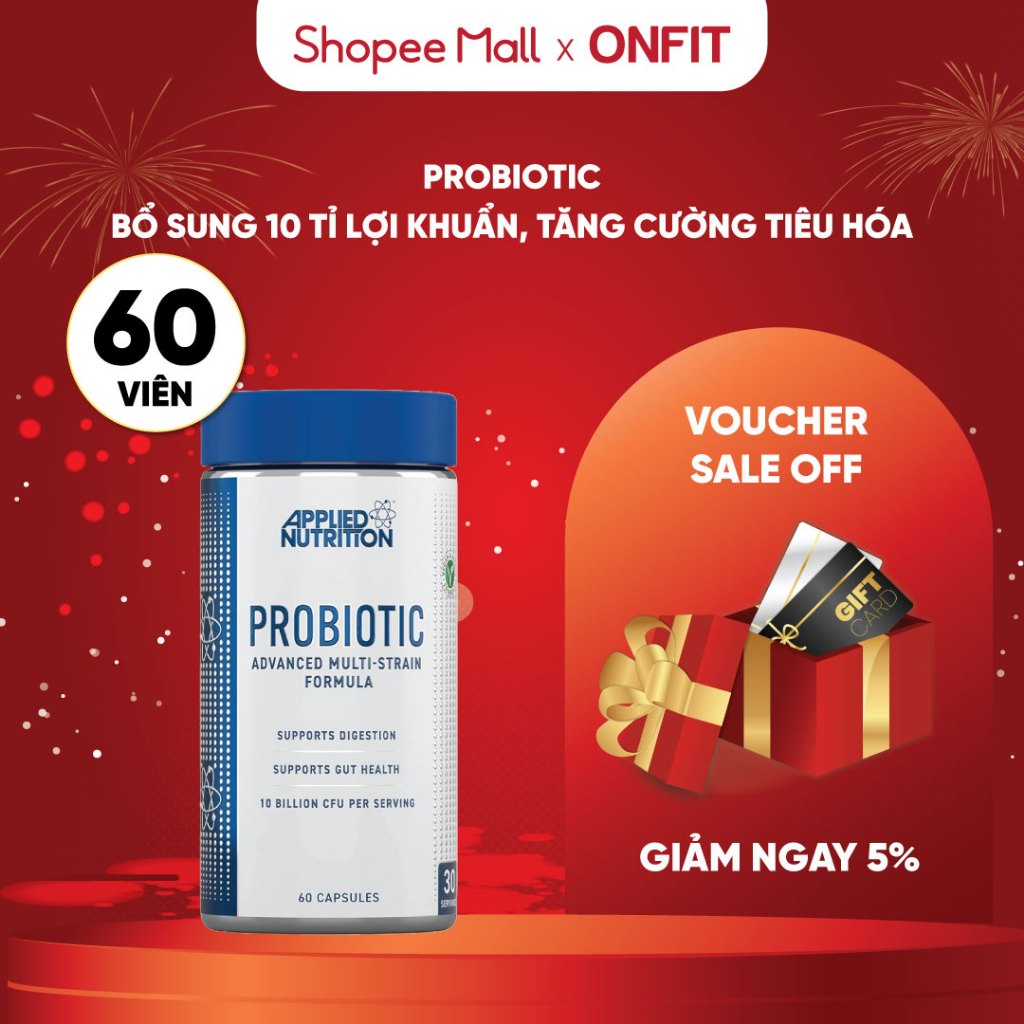 Viên Uống 10 Tỷ Lợi Khuẩn Applied Nutrition Probiotic (60 Viên) Tăng Cường Hệ Tiêu Hóa | ONFIT