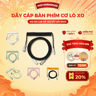 Dây Cáp Bàn Phím Cơ Xoắn Lò Xo Hỗ Trợ 8K Polling Rate, USB A to Type-C, Dây Dù Poly, Trục GX-12
