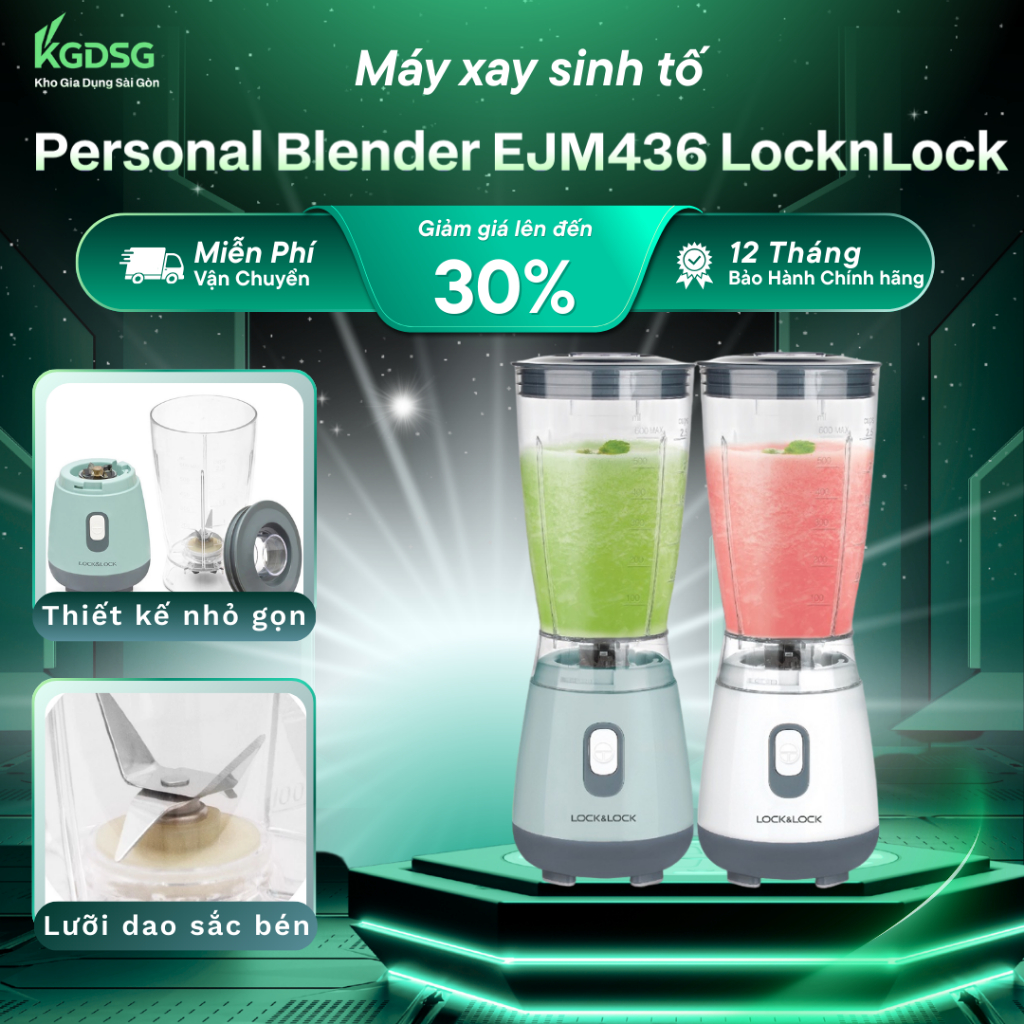 Máy xay sinh tố Personal Blender EJM436  LocknLock đa năng nhỏ gọn, xay được đá, thao tác đơn giản d