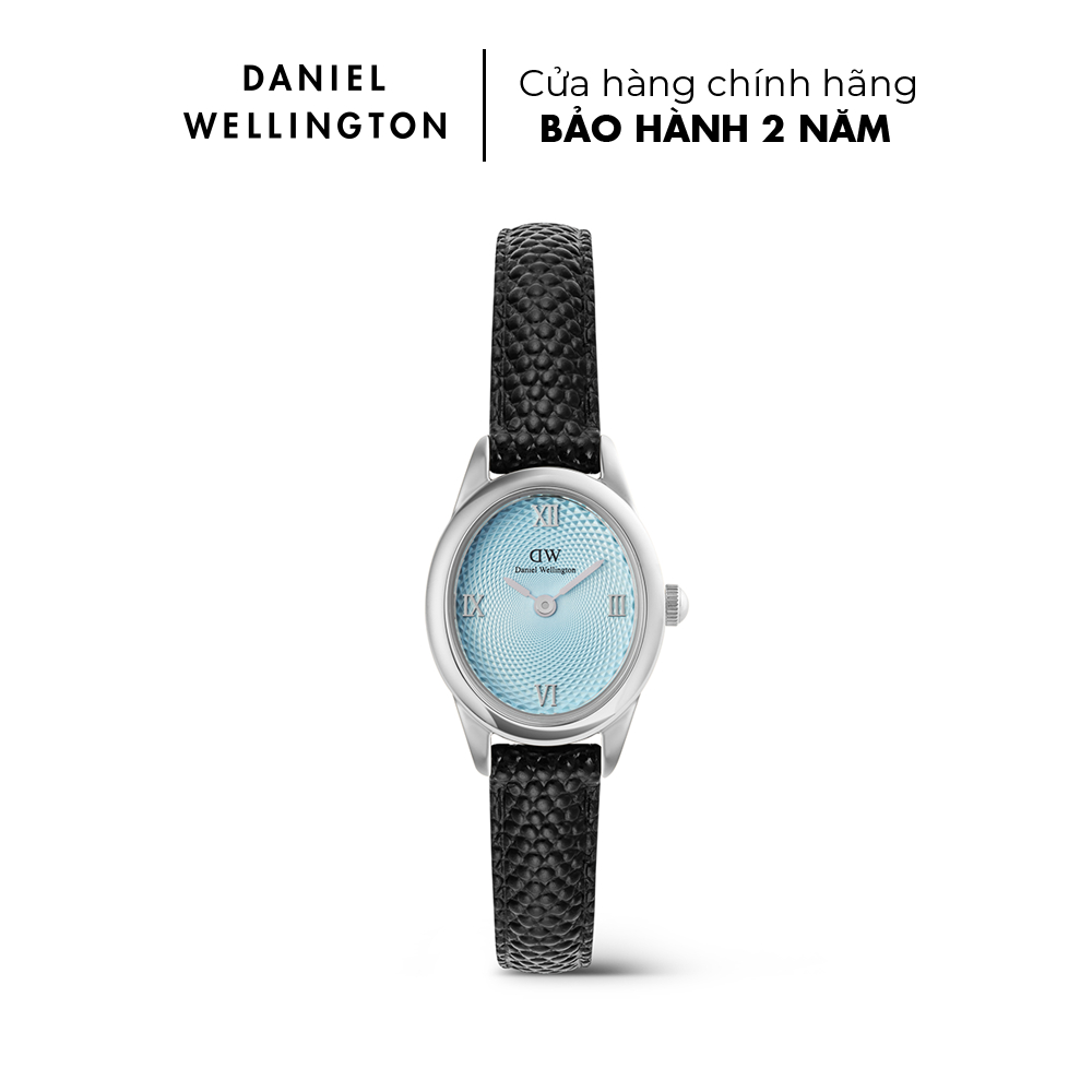 Đồng hồ Nữ Daniel Wellington Dây da - DW00100896 Ophelia Mini Black Lizard Ice Blue Guilloché Mặt Xa