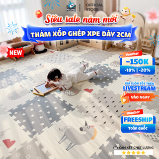 Thảm Xốp Lót Sàn XPE Pakey Siêu Êm Dày 2cm, Thảm Ghép Cho Bé Tập Bò Có Vân Chống Trượt Dễ Dàng Vệ Sinh