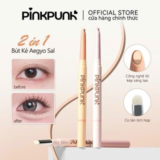 Bút Kẻ Bọng Mắt Aegyo Pinkpunk 2in1 Tạo Bọng Mắt 3D Tự Nhiên, Bút Kẻ + Cọ Tán, Không Lộ Vệt