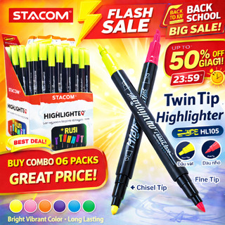 [Giảm SỐC] Combo 2/5 Bút dạ quang 02 đầu, 02 màu 02 đầu, màu sắc tùy chọn | Stacom HL105