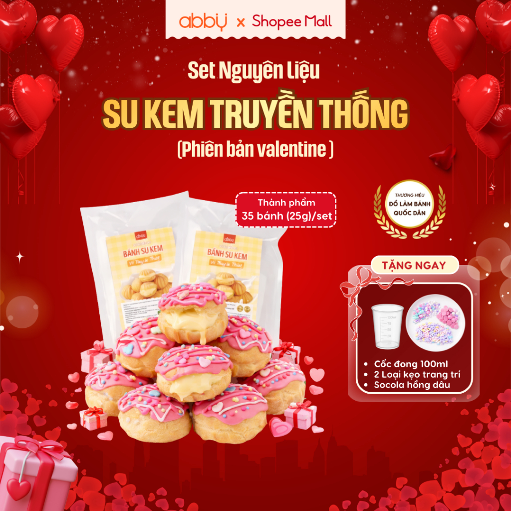 [ABBY TẶNG CỐC ĐONG]Set nguyên liệu làm bánh su kem Singapore vỏ giòn, vỏ dai, vỏ truyền thống - thà