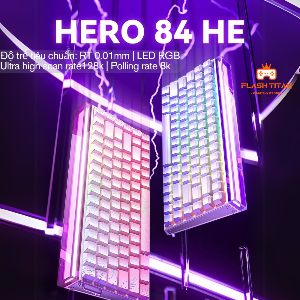 Bàn Phím Cơ Gaming Aula Hero 84 HE - Rapid Trigger - Switch Nam Châm 8k Polling Rate - RT 0.01mm
