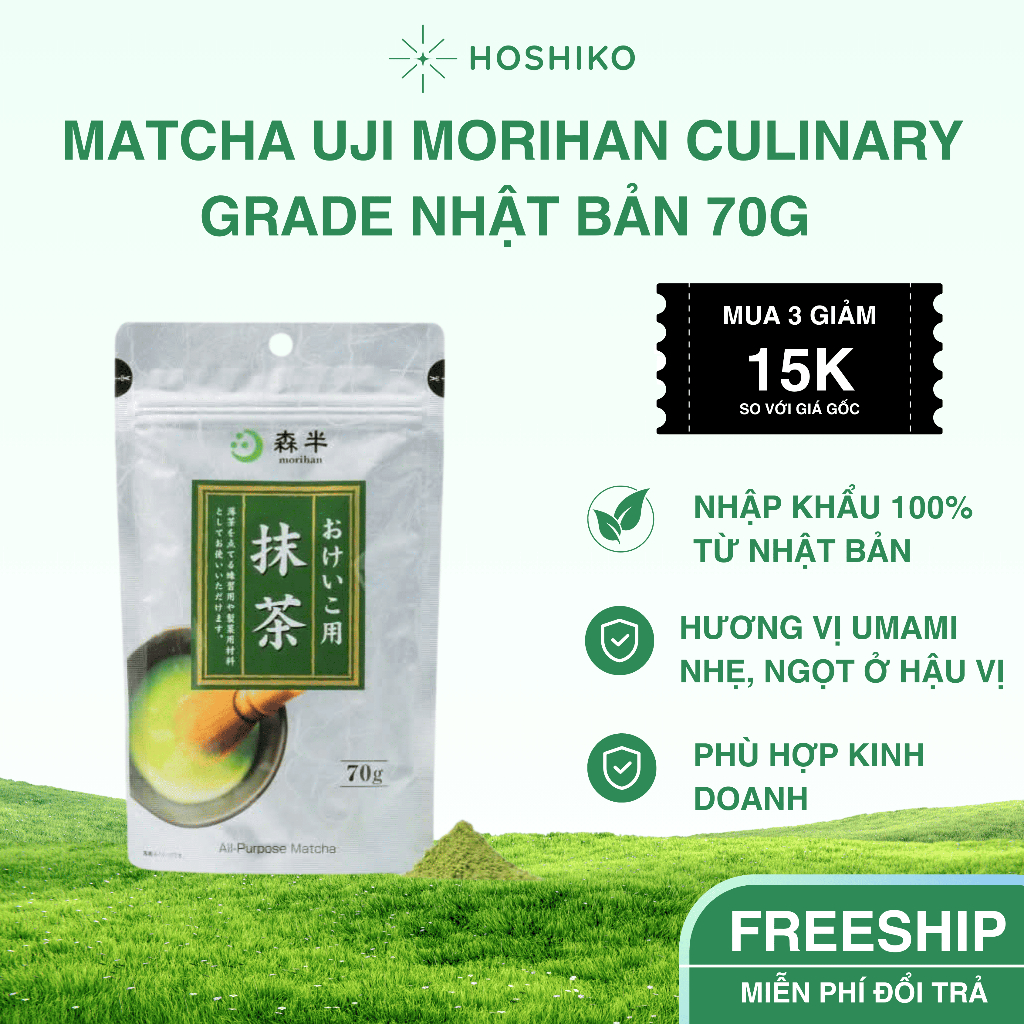 Bột Matcha Uji Morihan Culinary Grade 70g Chính Hãng Nhật Bản Hợp Kinh Doanh Matcha Latte