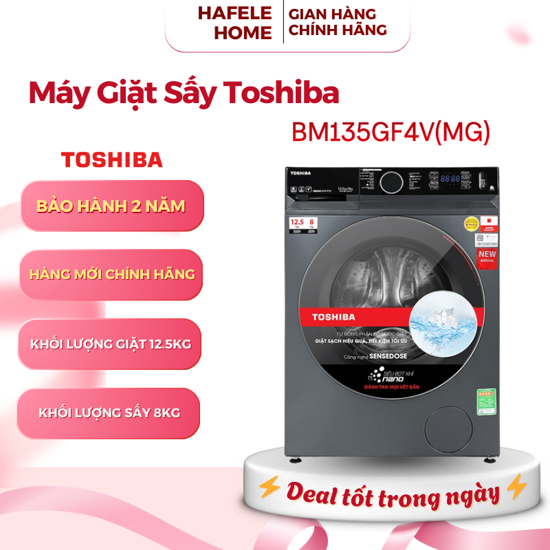 Máy Giặt Sấy Toshiba Inverter TWD-BM135GF4V(MG) – Giặt Nước Nóng – Lồng Giặt Thép Không Gỉ - EEH