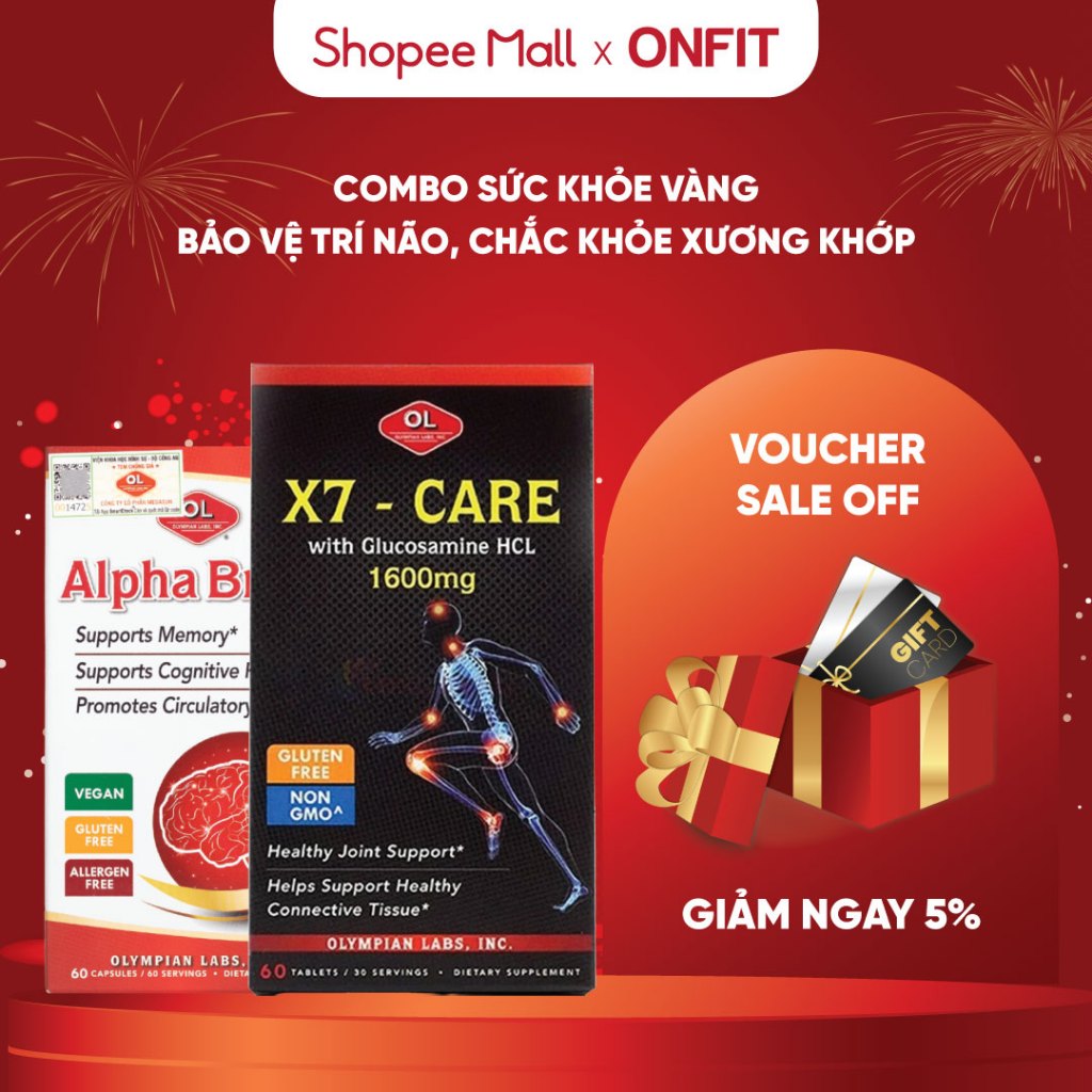 [Combo Sức Khỏe Vàng] Olympian Labs X7 Care & Alpha Brain - Khỏe Xương Khớp, Minh Mẫn Trí Não