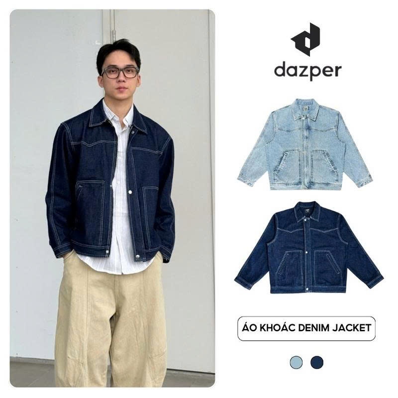 Áo Khoác Denim Jacket 001 DAZPER Chất Liệu 100% Denim Cao Cấp Form Crop Thoải Mái
