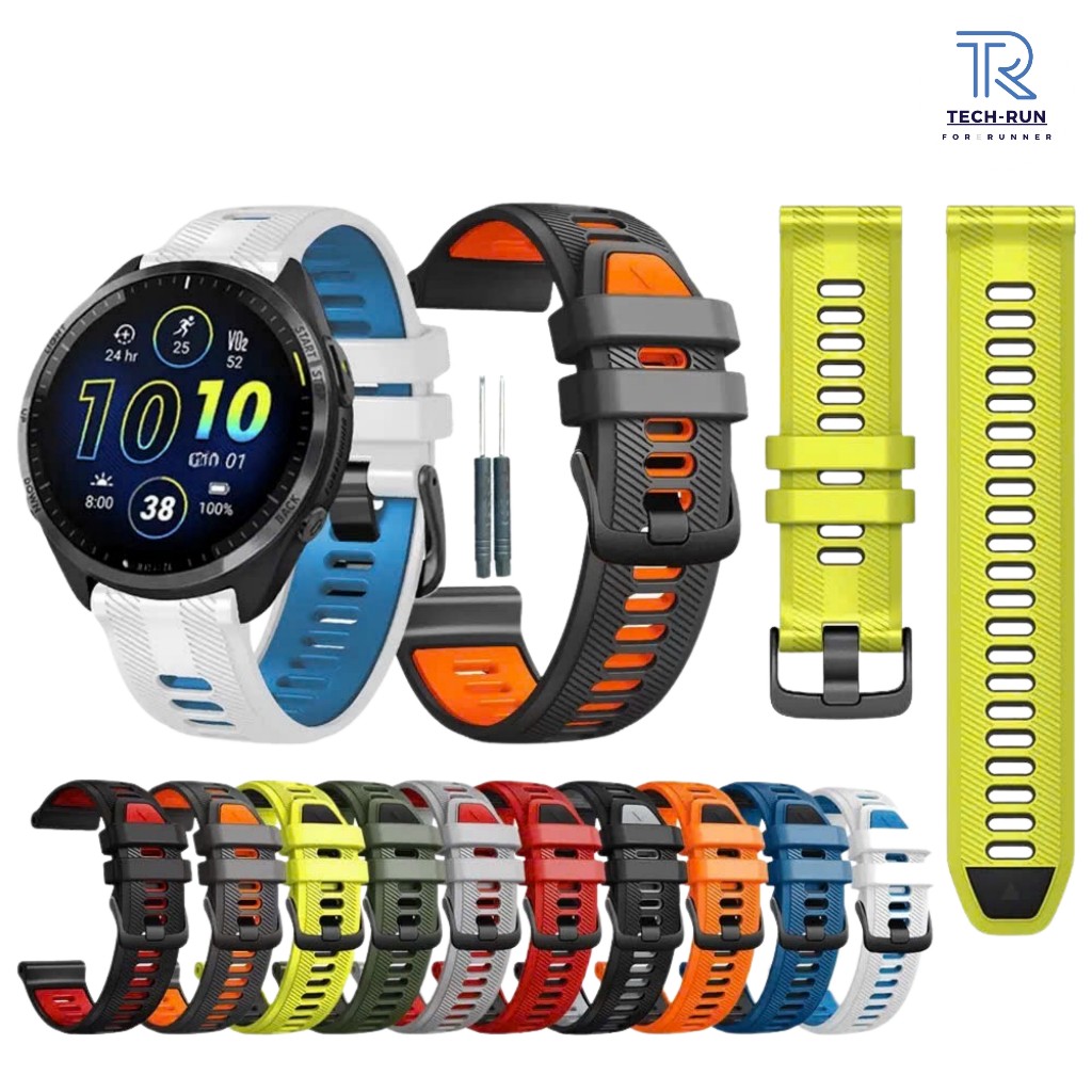 Dây Đeo Silicon Cho Đồng Hồ Garmin Forerunner 745/945/955/965/970 22mm Mix Màu