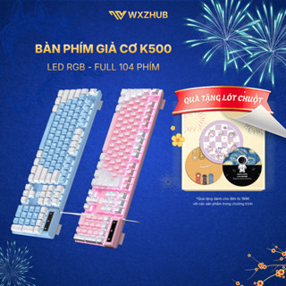 Bàn Phím Giả Cơ K500 Kèm LED RGB, Bàn Phím Gaming Full 104 Phím, Kết Nối Có Dây