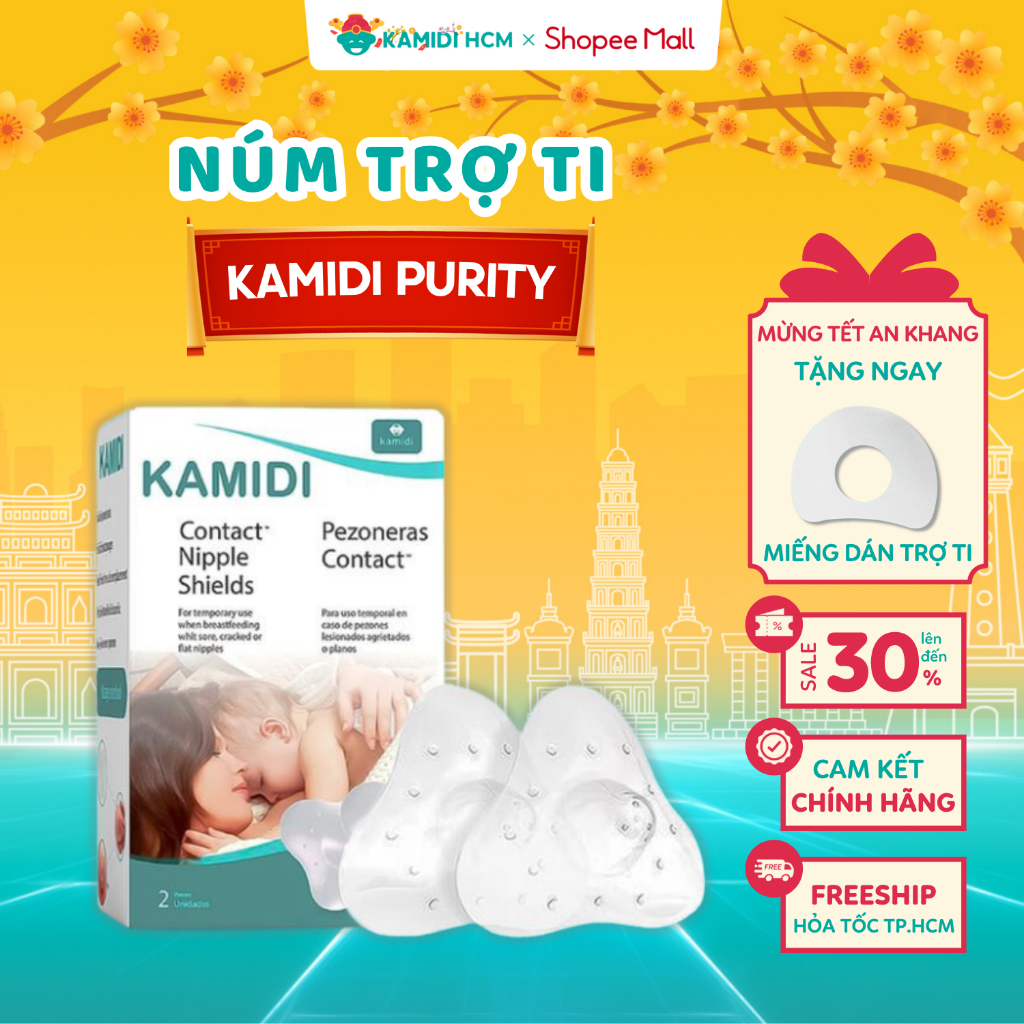 [HCM] Núm Trợ Ti Kamidi Silicone Co Dãn Mềm Mại Bảo Vệ Đầu Ngực Cho Mẹ Hỗ Trợ Bé Tập Ti Bình Sữa