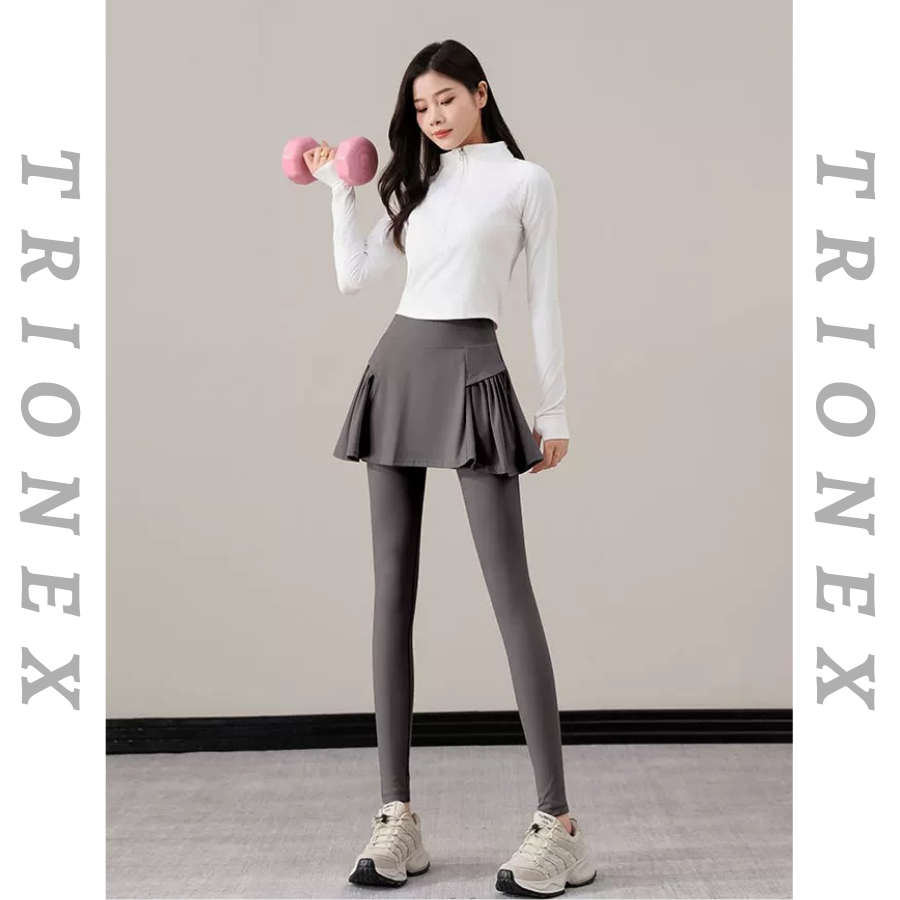 [K219] Quần dài phối váy đi tập gym TRIONEX, tập yoga che khuyết điểm, ống bo gấu dễ vận động | BigBuy360 - bigbuy360.vn