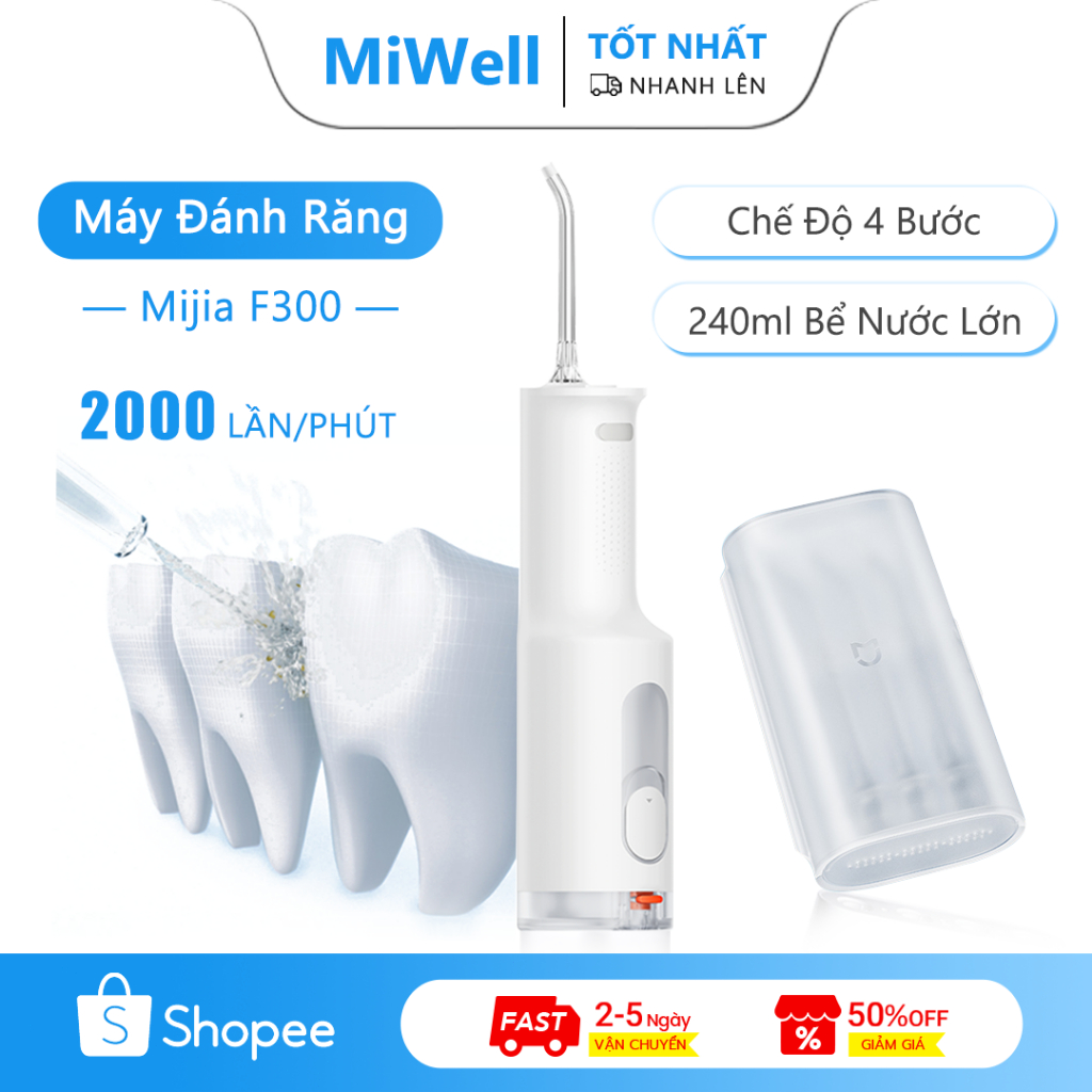 Xiaomi Mijia Điện Nha Khoa Răng Miệng Irrigator F300 4 Chế Độ Di Động & Sạc IPX7 Nước Chống Thấm Nướ