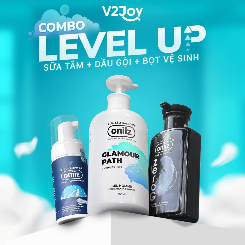 Combo Level Up - Bọt vệ sinh nam giới, Sữa tắm hương nước hoa Oniiz, Dầu gội nam tính mới