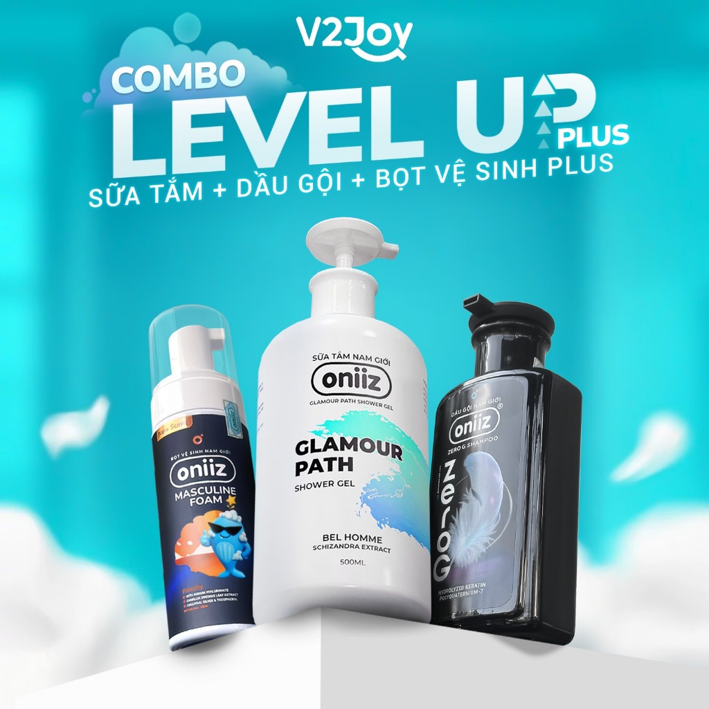 Combo Level Up Plus - Bọt vệ sinh nam giới Plus, Sữa tắm hương nước hoa Oniiz, Dầu gội nam tính mới