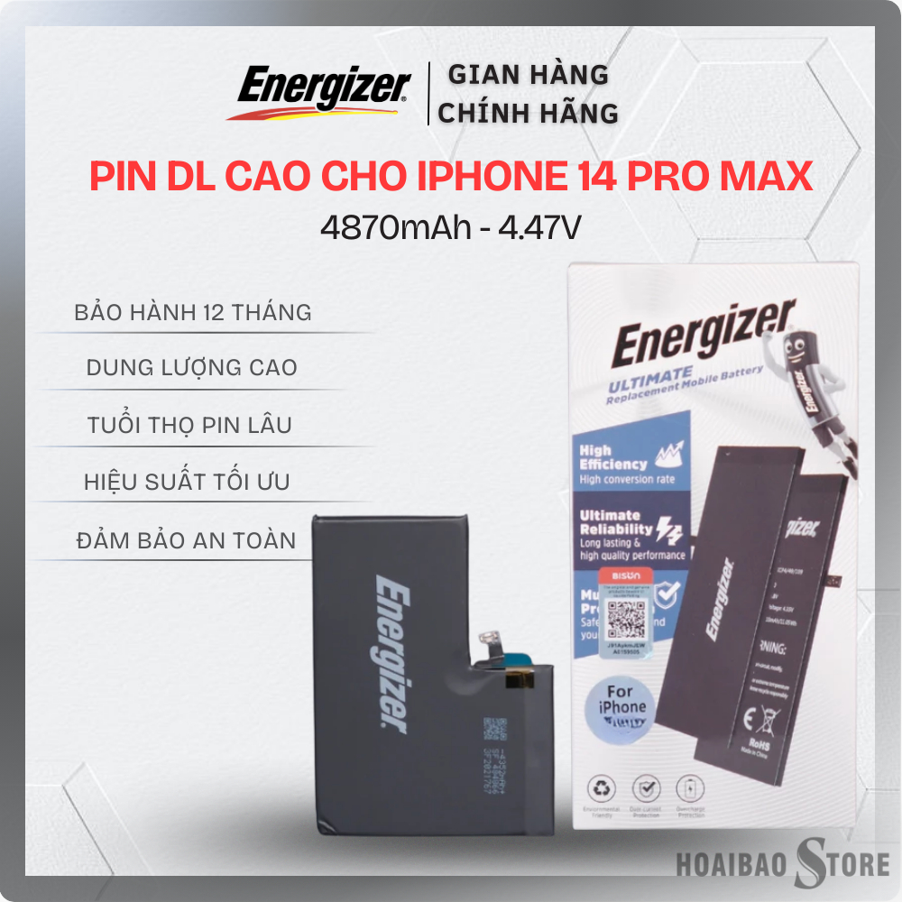 Pin Dung Lượng Cao cho iPhone 14 Pro Max chính hãng Energizer