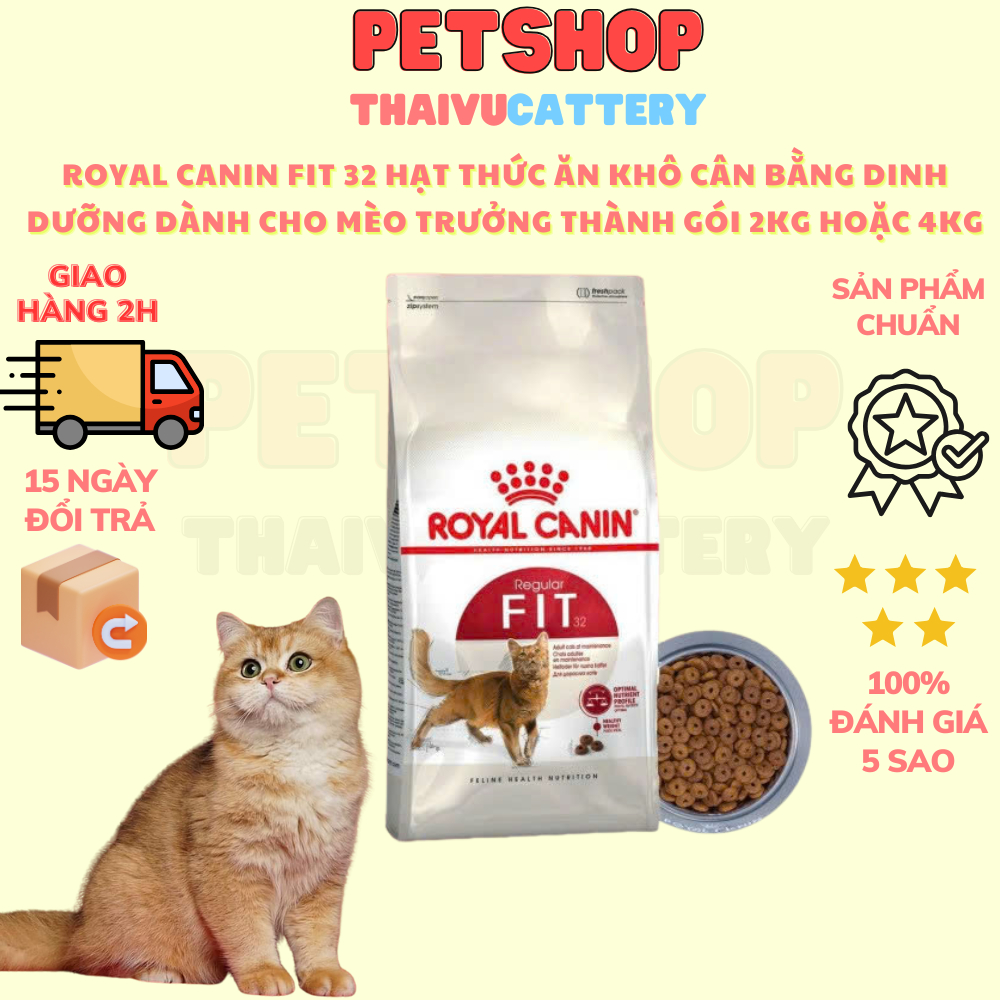 ROYAL CANIN FIT 32 hạt thức ăn khô cân bằng dinh dưỡng dành cho mèo trưởng thành gói 2kg hoặc 4kg