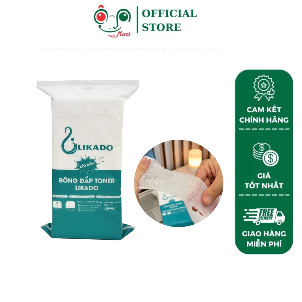 Bông đắp toner lotion mask Likado cotton mềm Hộp 1000 miếng/ Túi 300 miếng kéo dãn