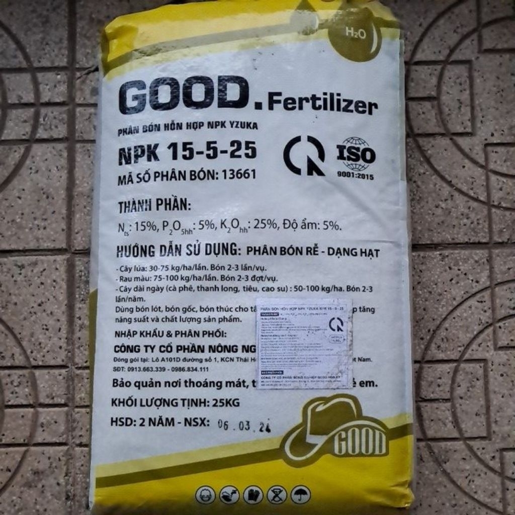 (Bao 25kg) Phân NPK 15-5-25 GOOD kích nụ,dưỡng bông, ra hoa