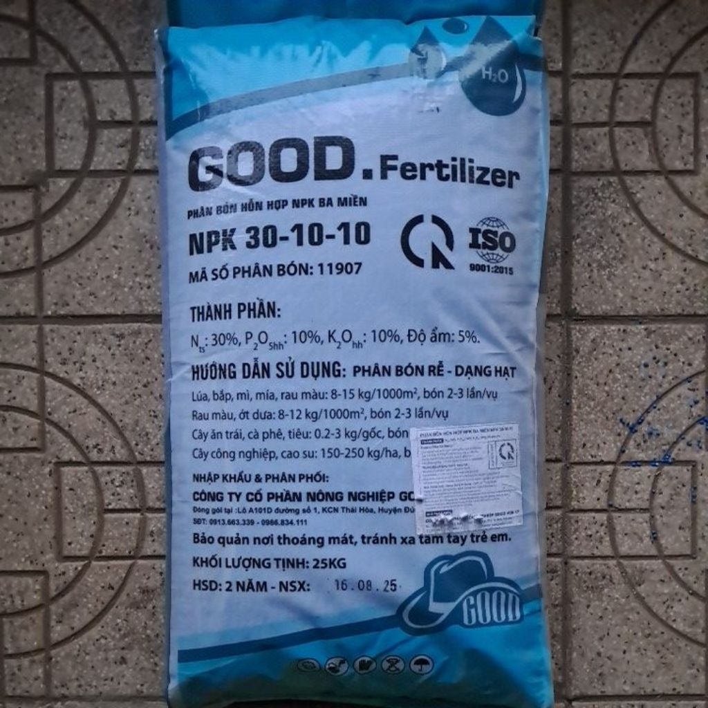 Phân bón NPK 30-10-10 (bao 25kg) GOOD nảy chồi, xanh, dày lá,